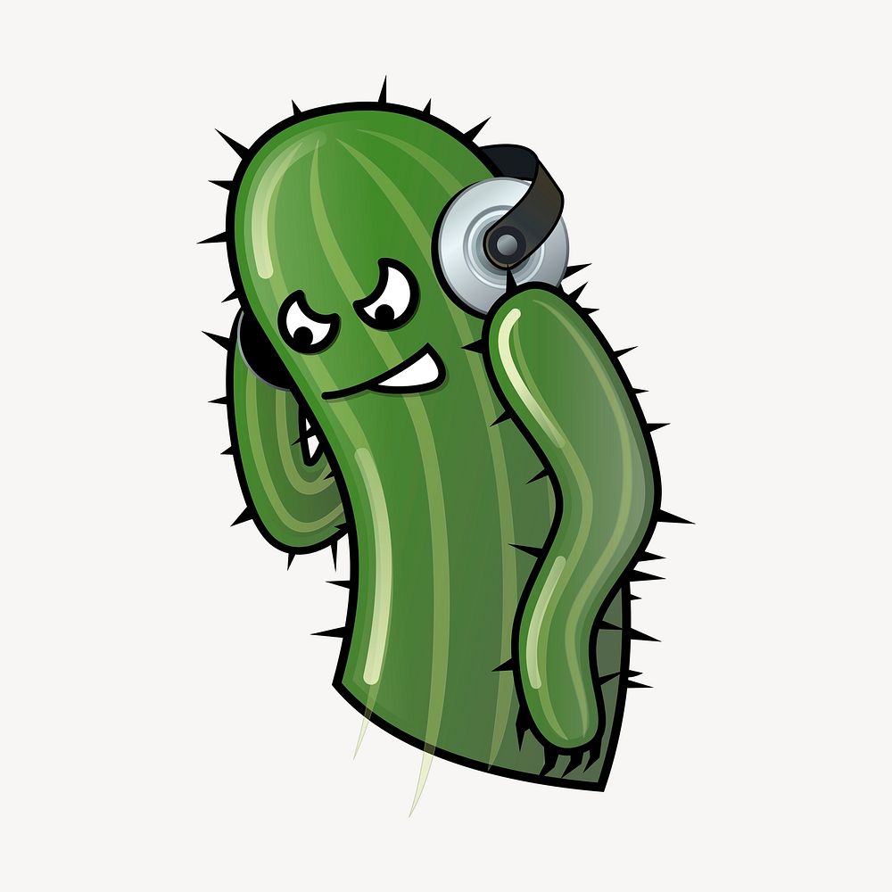 DJ cactus clipart, illustration psd. Free public domain CC0 image.