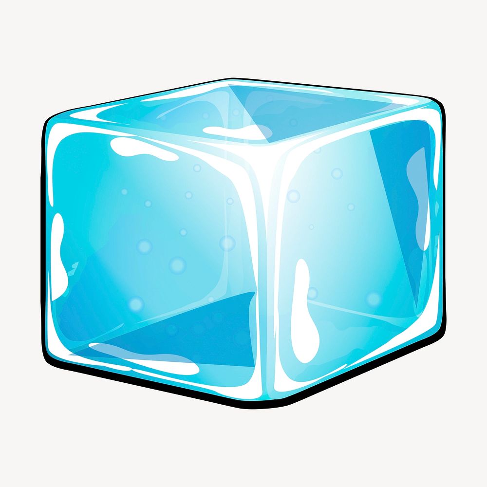 Ice cube clipart, illustration. Free public domain CC0 image.