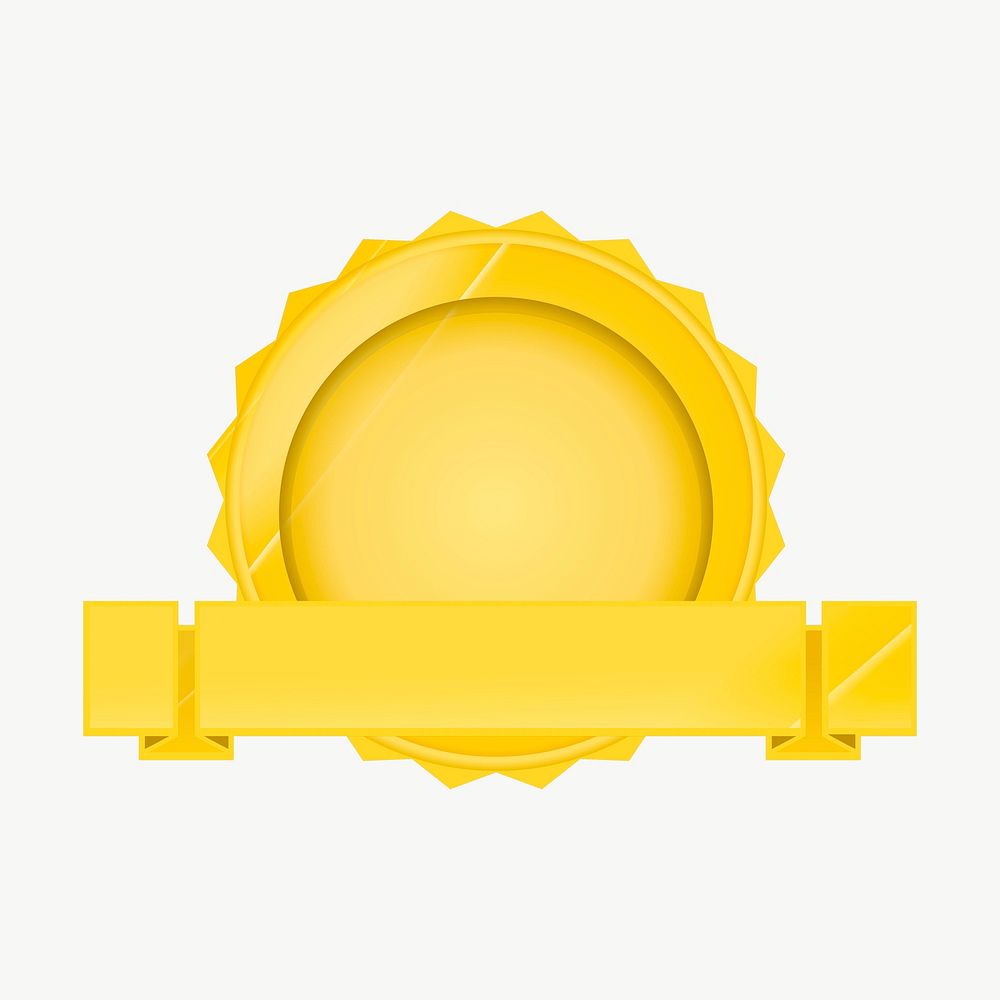 Gold badge clipart, illustration vector. Free public domain CC0 image.