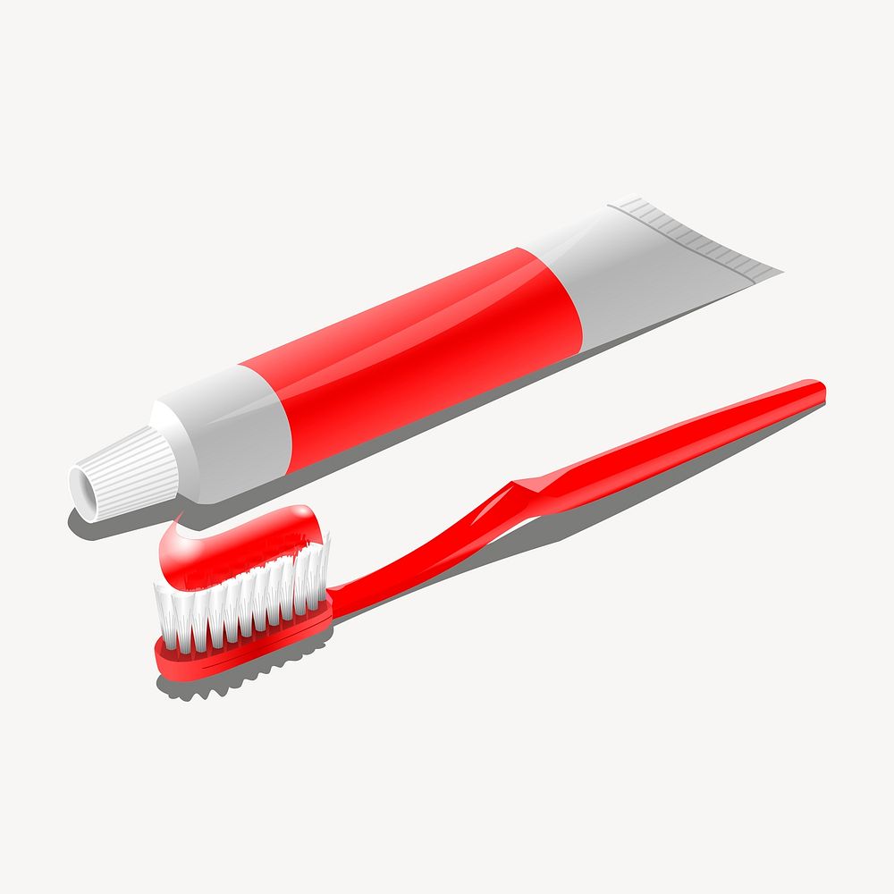 Toothpaste, brush clipart, illustration psd. Free public domain CC0 image.