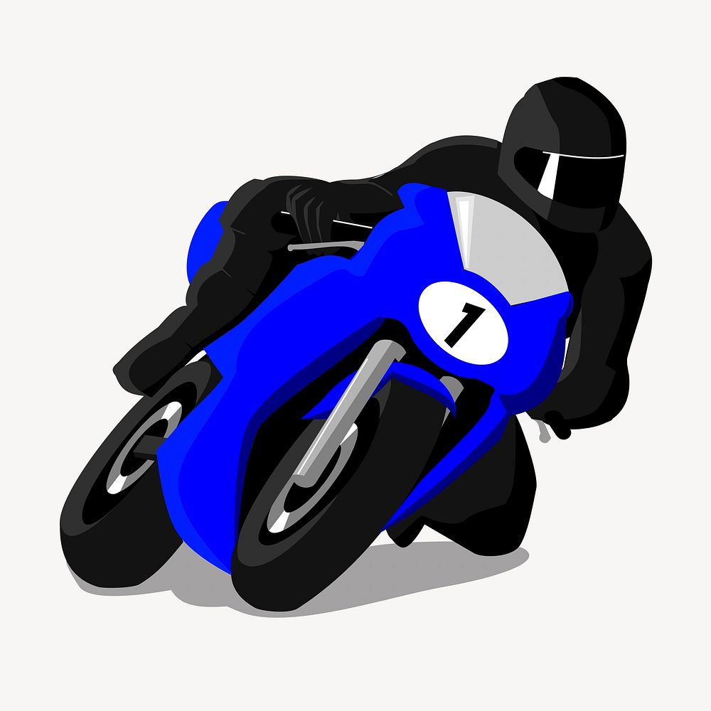 Sportsbike racer clipart, illustration. Free public domain CC0 image.