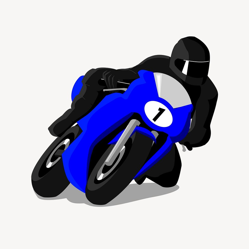 Sportsbike racer clipart, illustration psd. Free public domain CC0 image.
