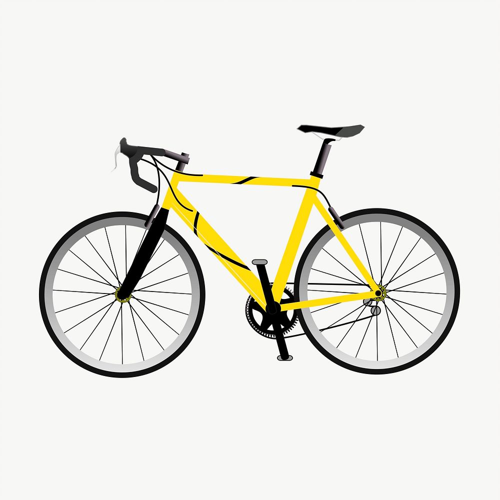 Yellow bicycle clipart, illustration vector. Free public domain CC0 image.