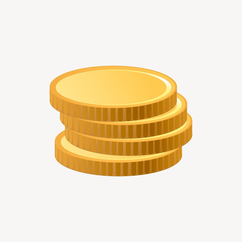 Gold coins clipart, illustration vector. Free public domain CC0 image.