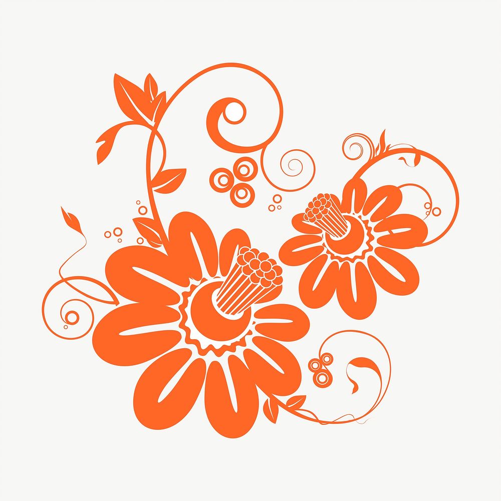 Flower ornament clipart, illustration vector. Free public domain CC0 image.