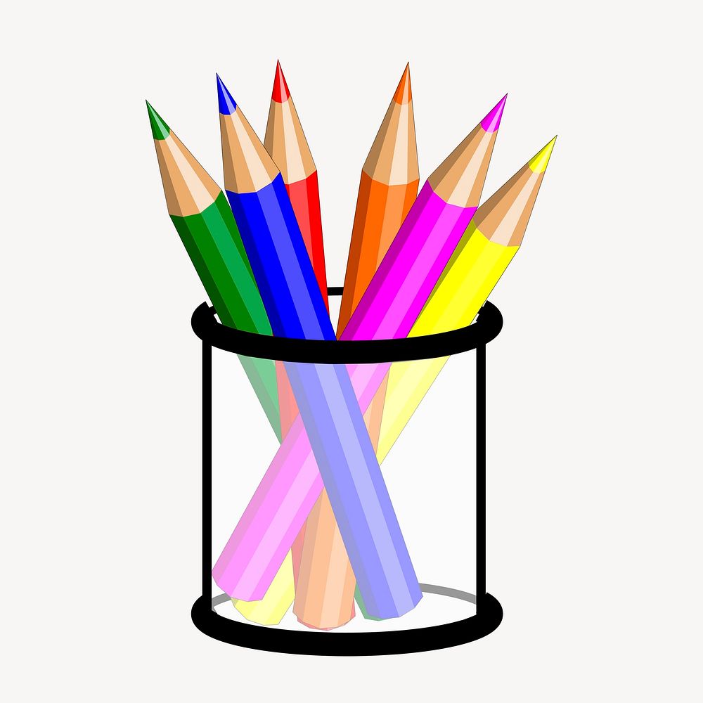 Colored pencils clipart, illustration psd. Free public domain CC0 image.