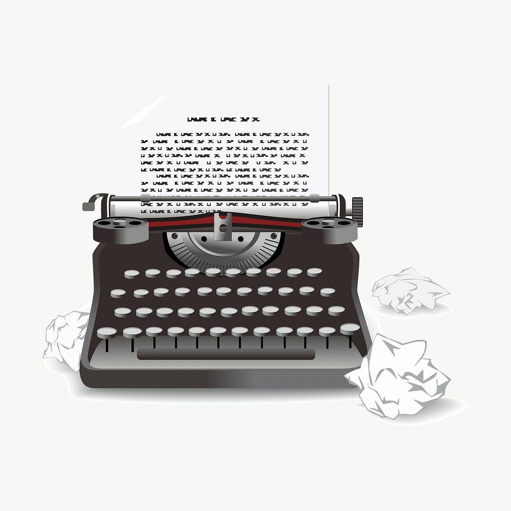 Vintage typewriter clipart, illustration vector. Free public domain CC0 image.