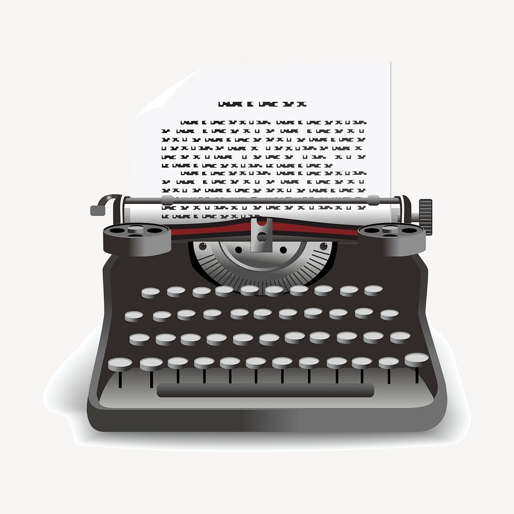 Vintage typewriter clipart, illustration psd. Free public domain CC0 image.