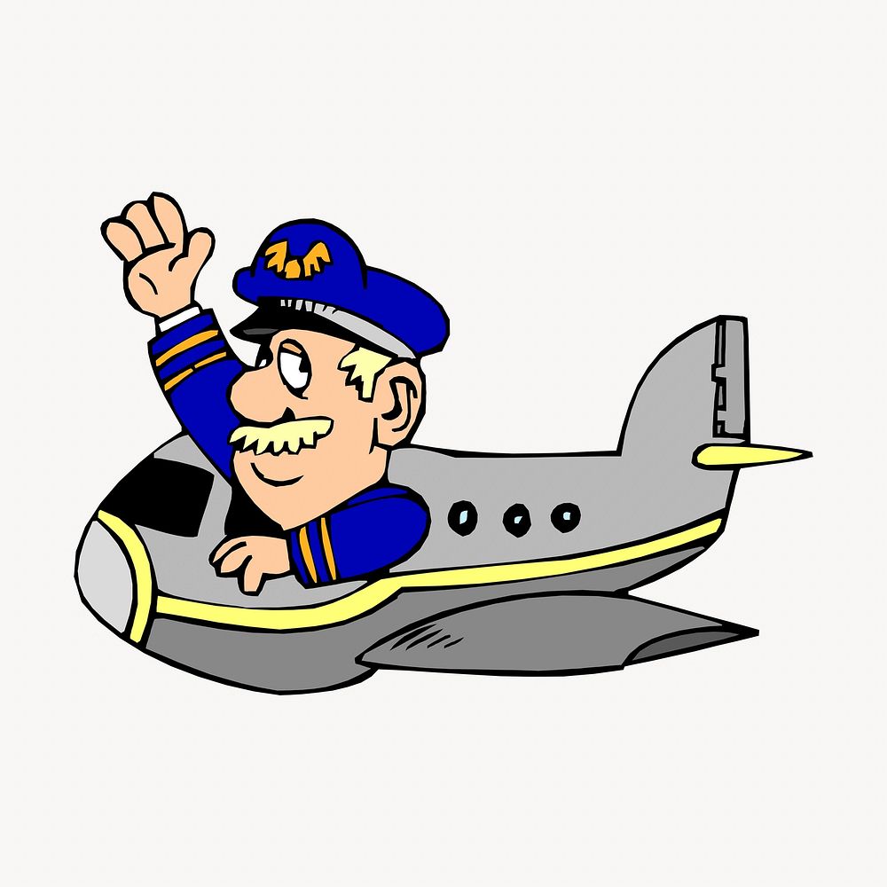 Pilot cartoon clipart, illustration. Free public domain CC0 image.