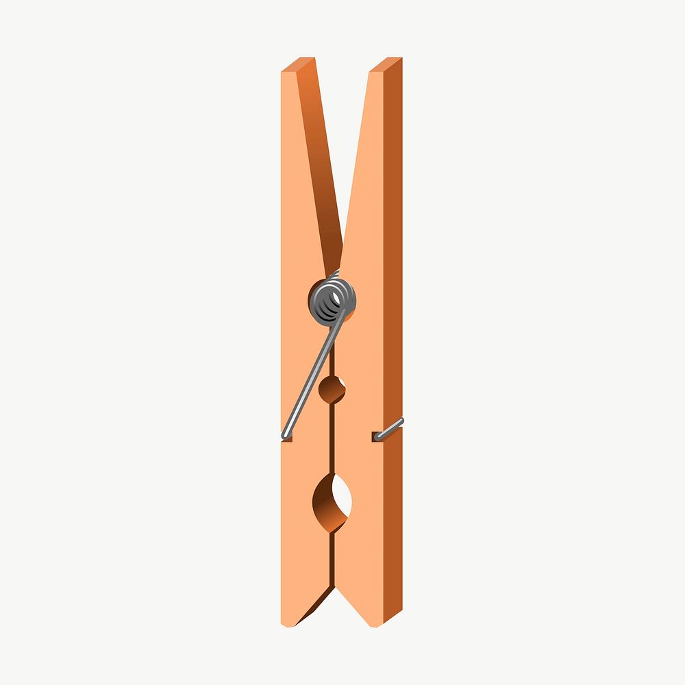 Clothespin clipart, illustration vector. Free public domain CC0 image.