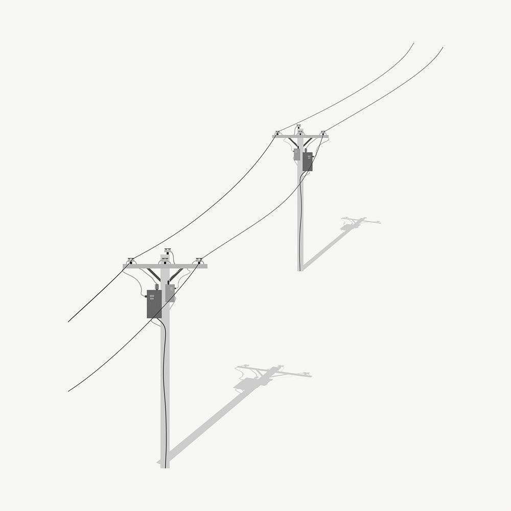 Utility poles clipart, illustration vector. Free public domain CC0 image.