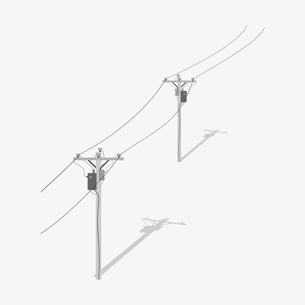 Utility poles clipart, illustration psd. Free public domain CC0 image.