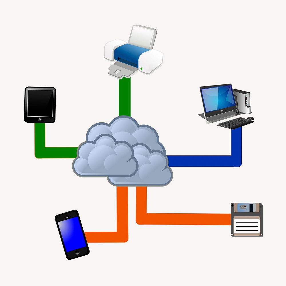 Cloud network system clipart, illustration. Free public domain CC0 image.