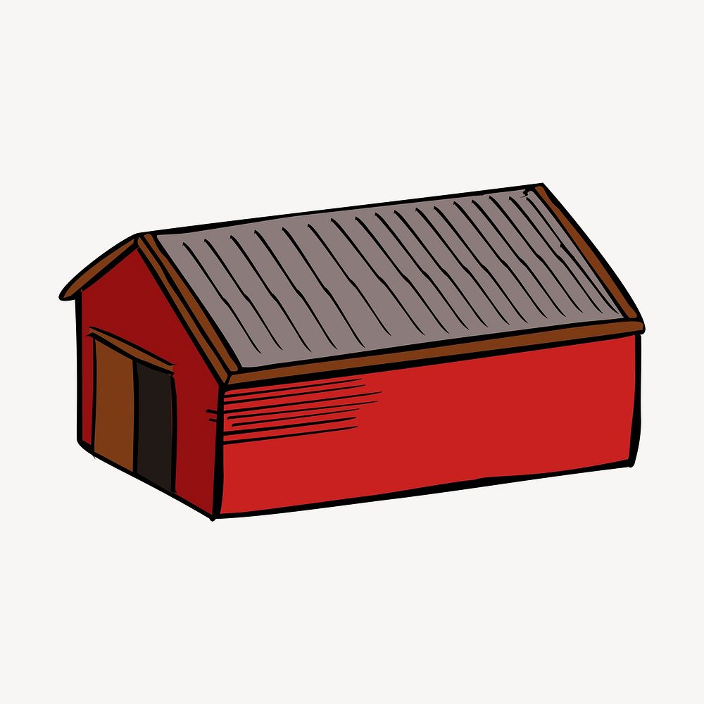 Red barn clipart, illustration psd. Free public domain CC0 image.