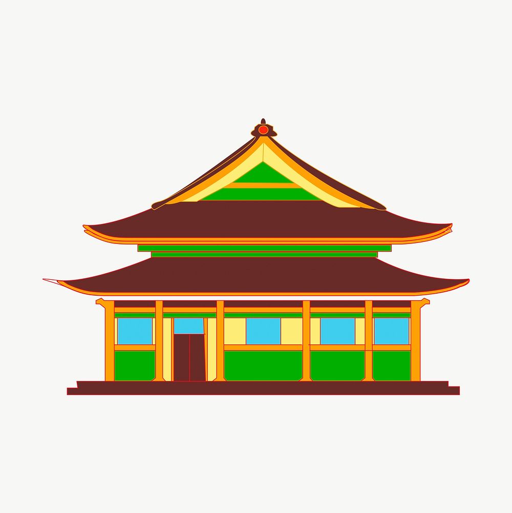 Japanese temple clipart, illustration vector. Free public domain CC0 image.