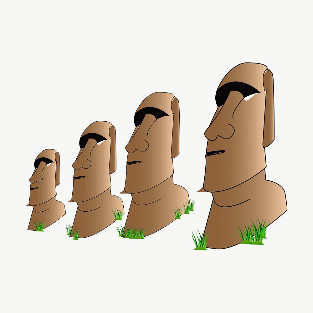 Moai statues clipart, illustration vector. Free public domain CC0 image.