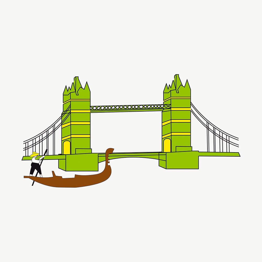 Tower Bridge clipart, illustration vector. Free public domain CC0 image.