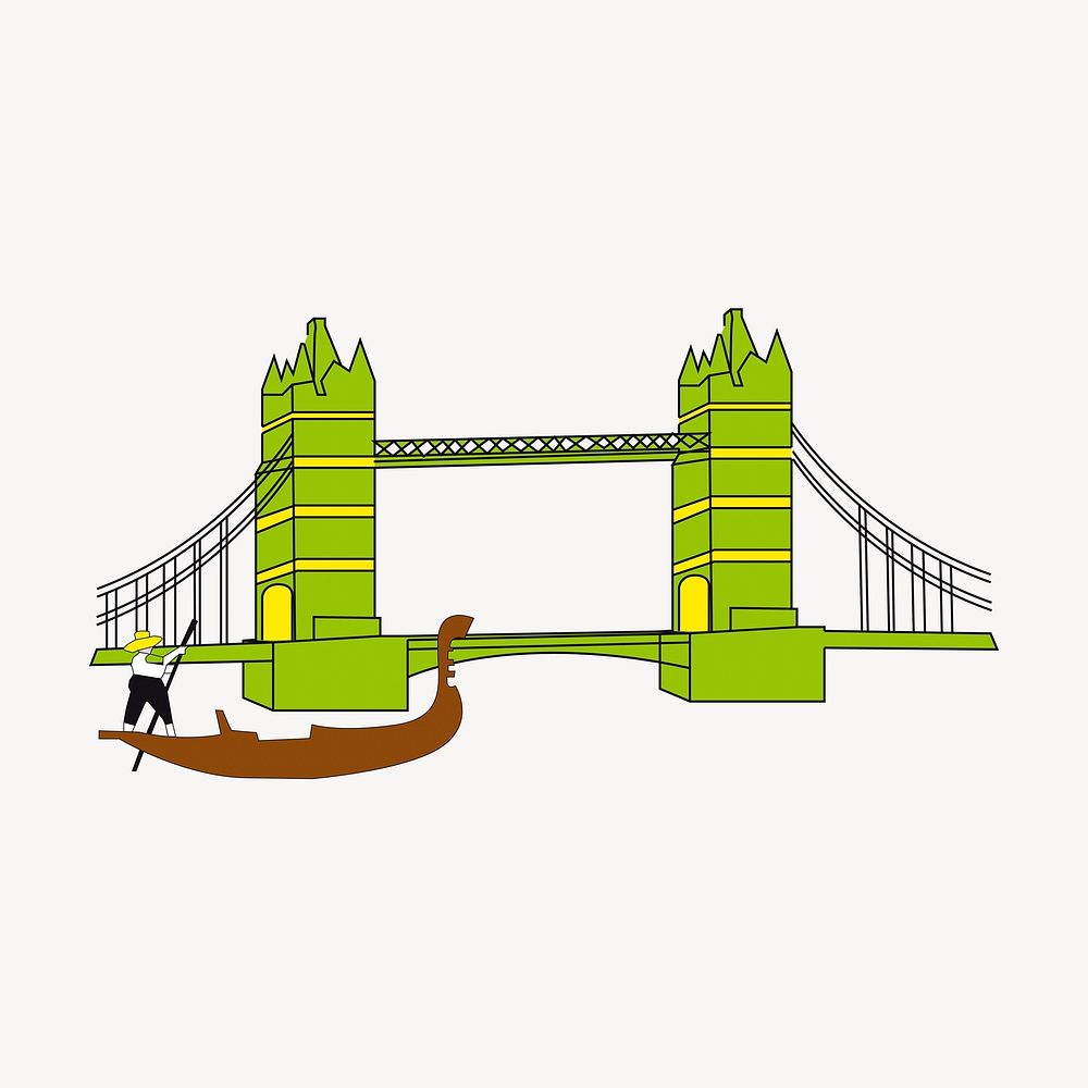 Tower Bridge clipart, illustration. Free public domain CC0 image.