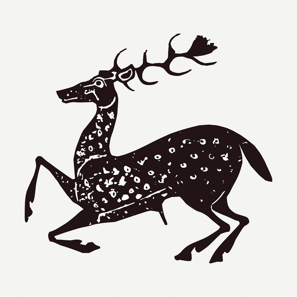 Deer drawing, illustration psd. Free public domain CC0 image.