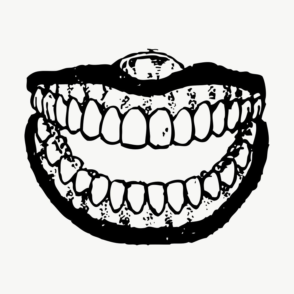 Human teeth drawing, illustration vector. Free public domain CC0 image.