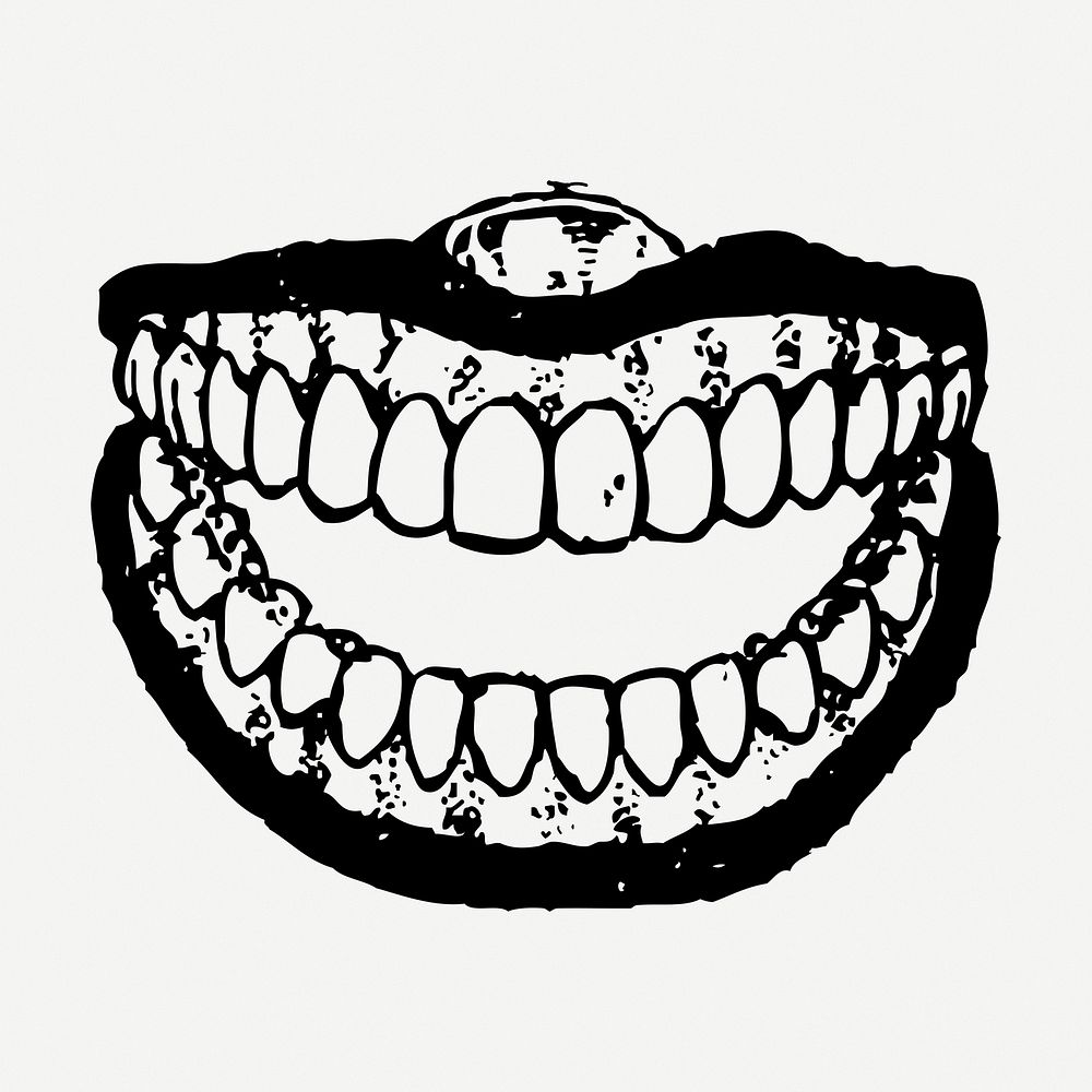 Human teeth drawing, illustration psd. Free public domain CC0 image.