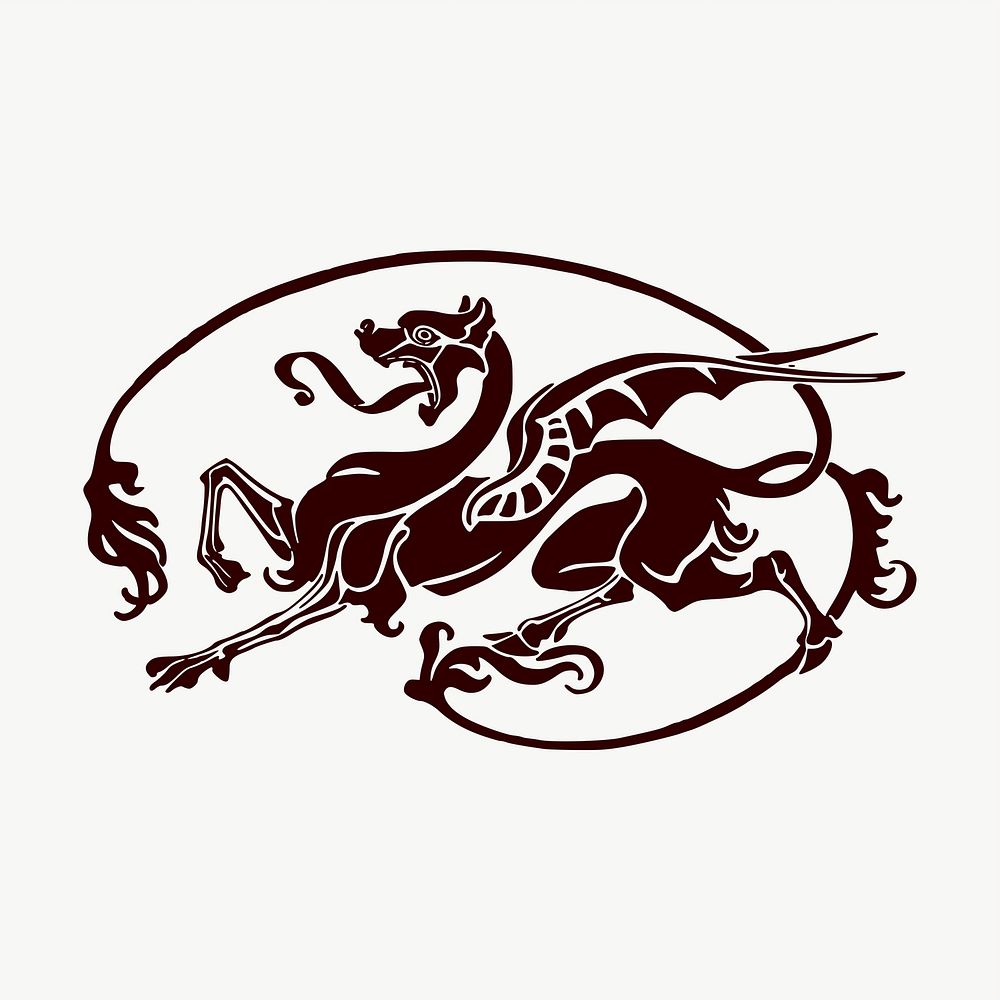 Mythological dragon clipart, illustration vector. Free public domain CC0 image.