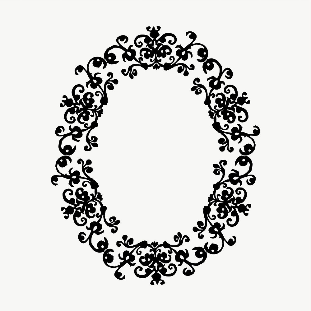 Floral frame drawing, illustration vector. Free public domain CC0 image.