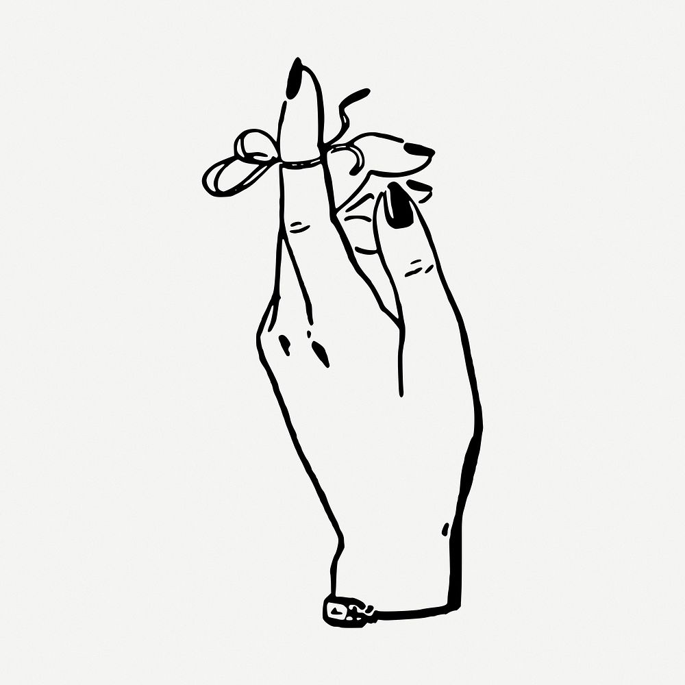 String on finger drawing, illustration psd. Free public domain CC0 image.