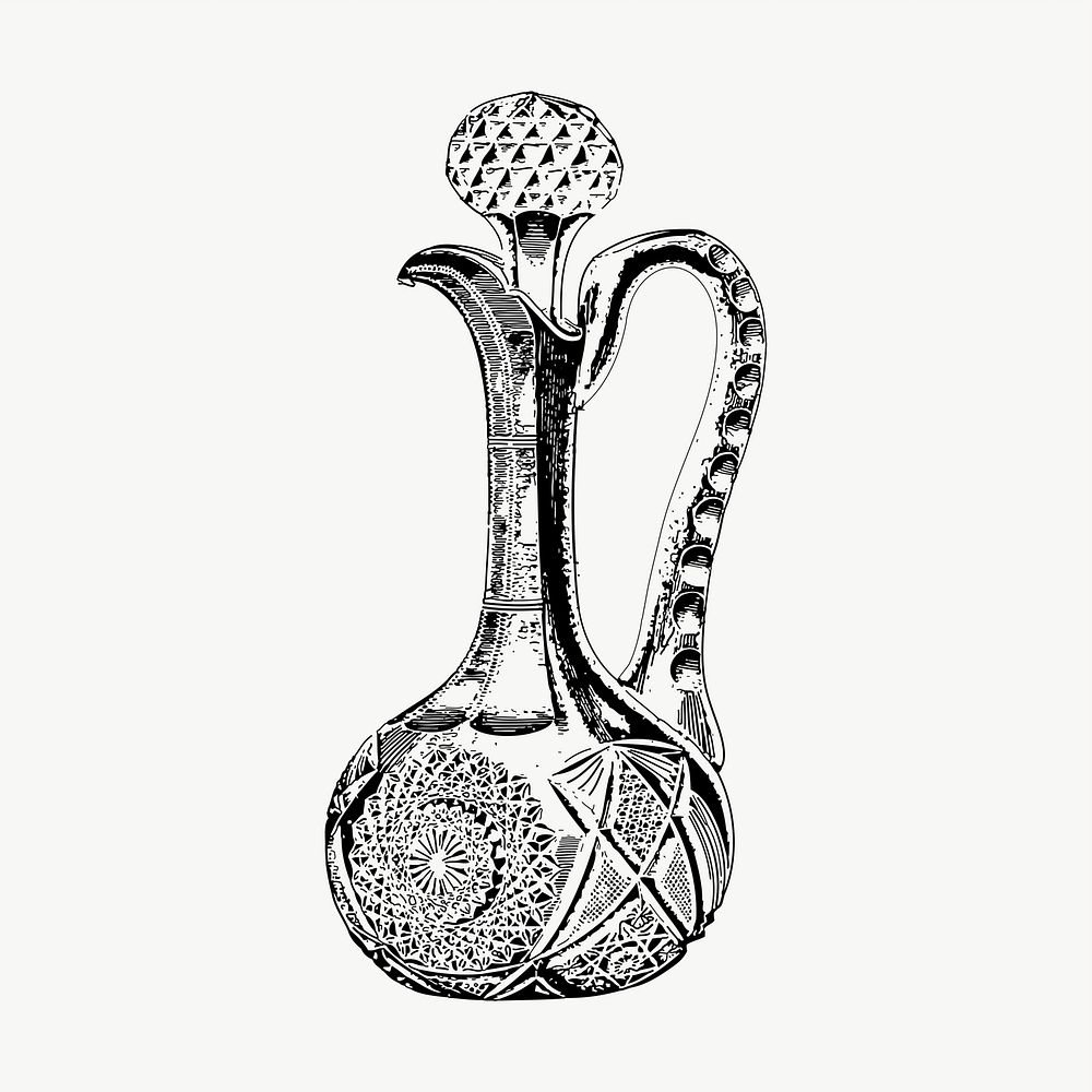Vintage jug drawing, illustration vector. Free public domain CC0 image.