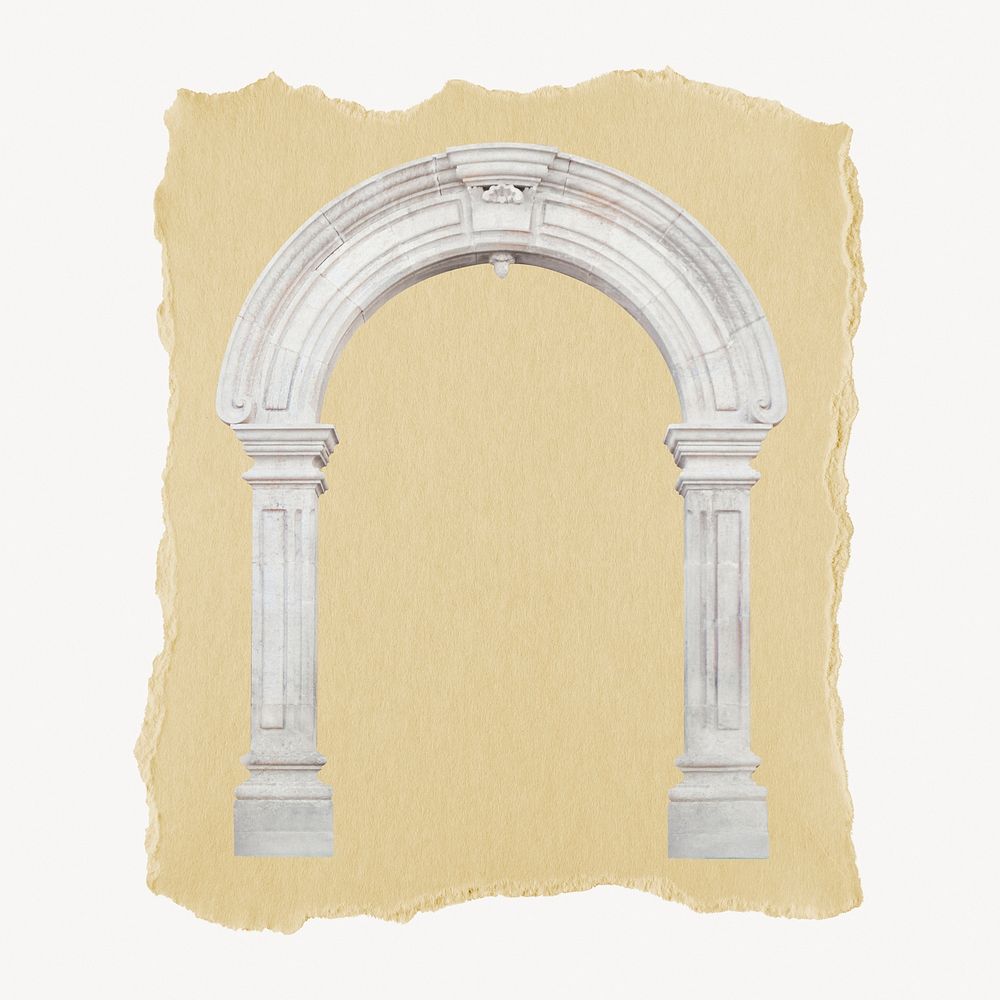 Vintage archway, ripped paper collage element