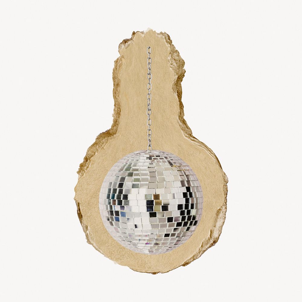 Disco ball, ripped paper collage element