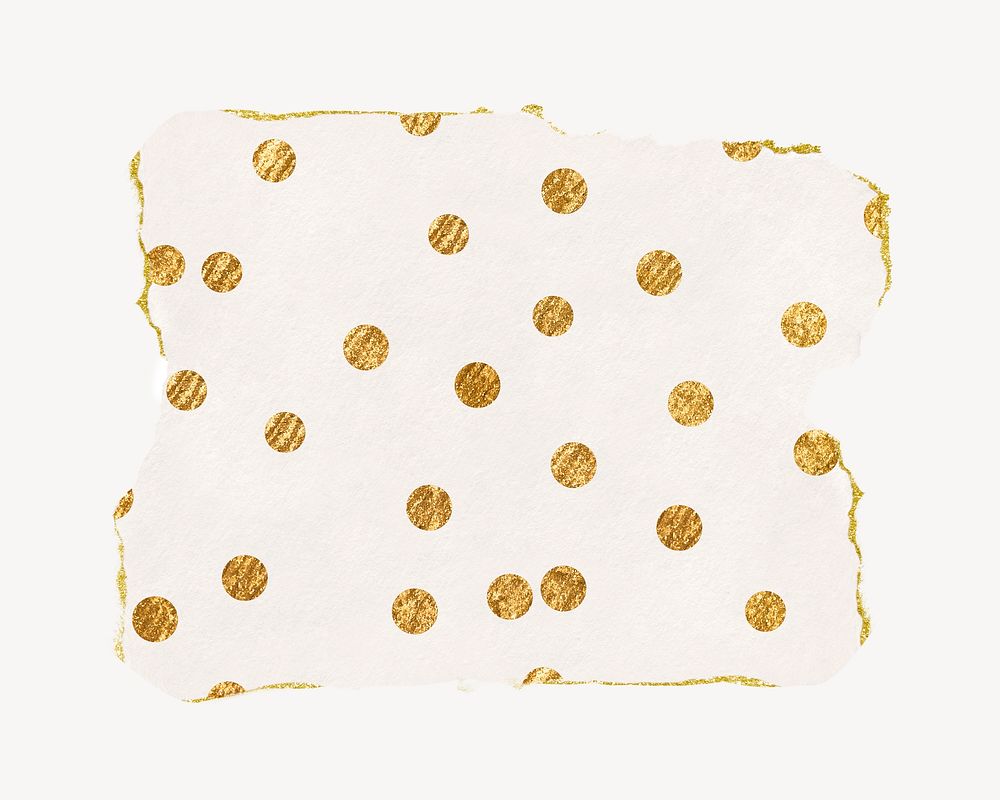 Gold polka dot pattern, ripped paper design