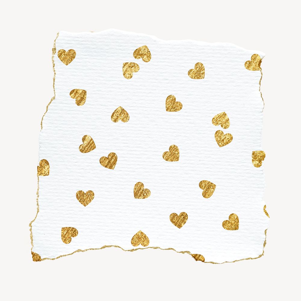 Gold heart pattern, torn paper design