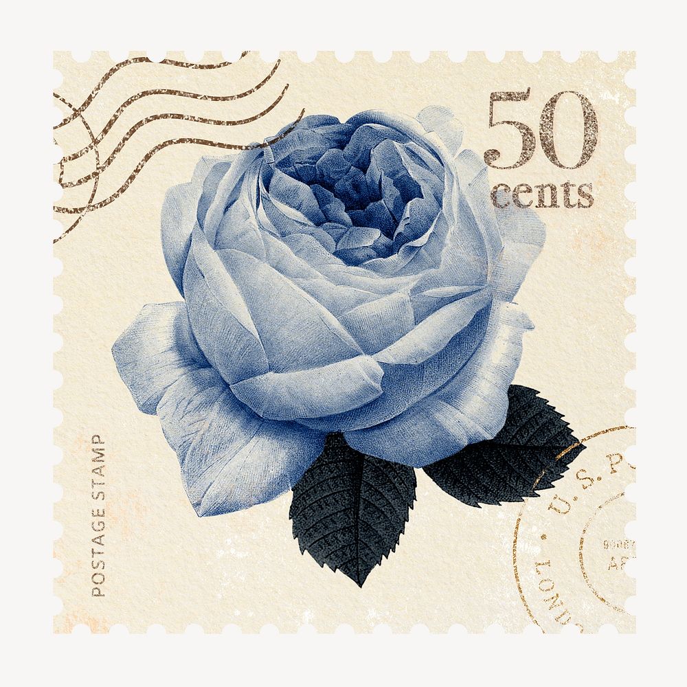 Rose postage stamp, vintage floral design