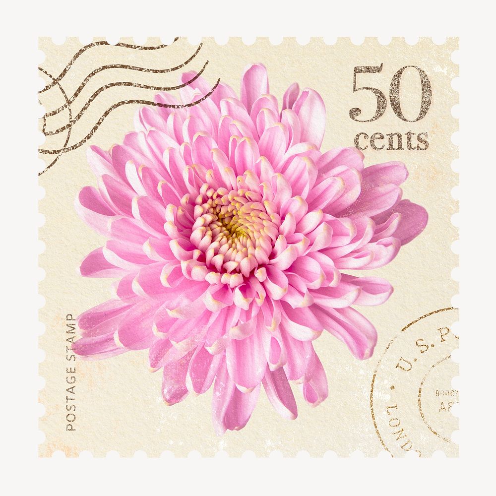 Chrysanthemum postage stamp, flower design