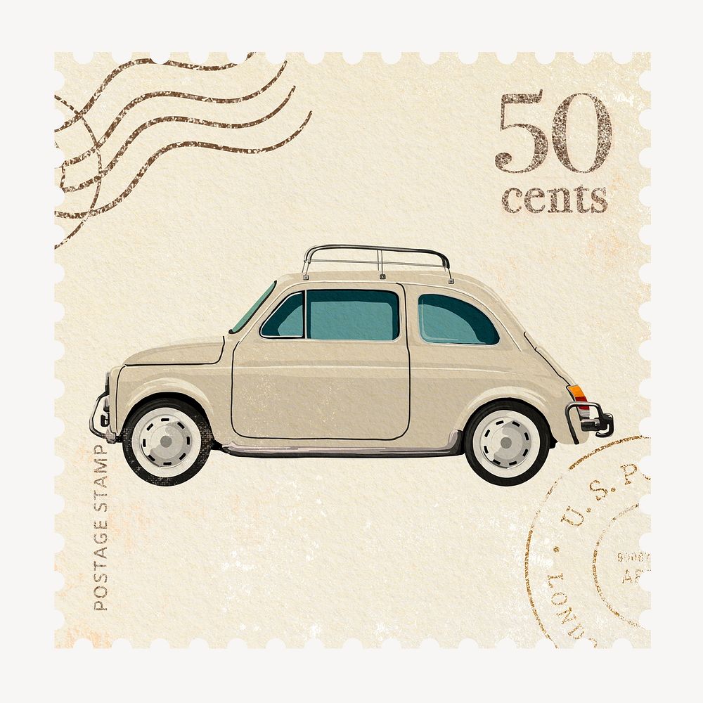 Vintage hand drawn car postage | Free Photo - rawpixel