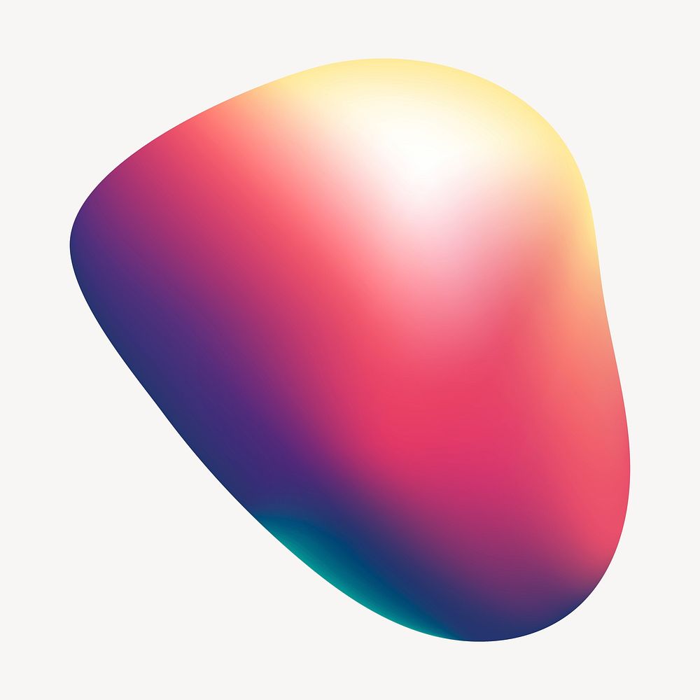 3D blob shape collage element, colorful gradient design vector