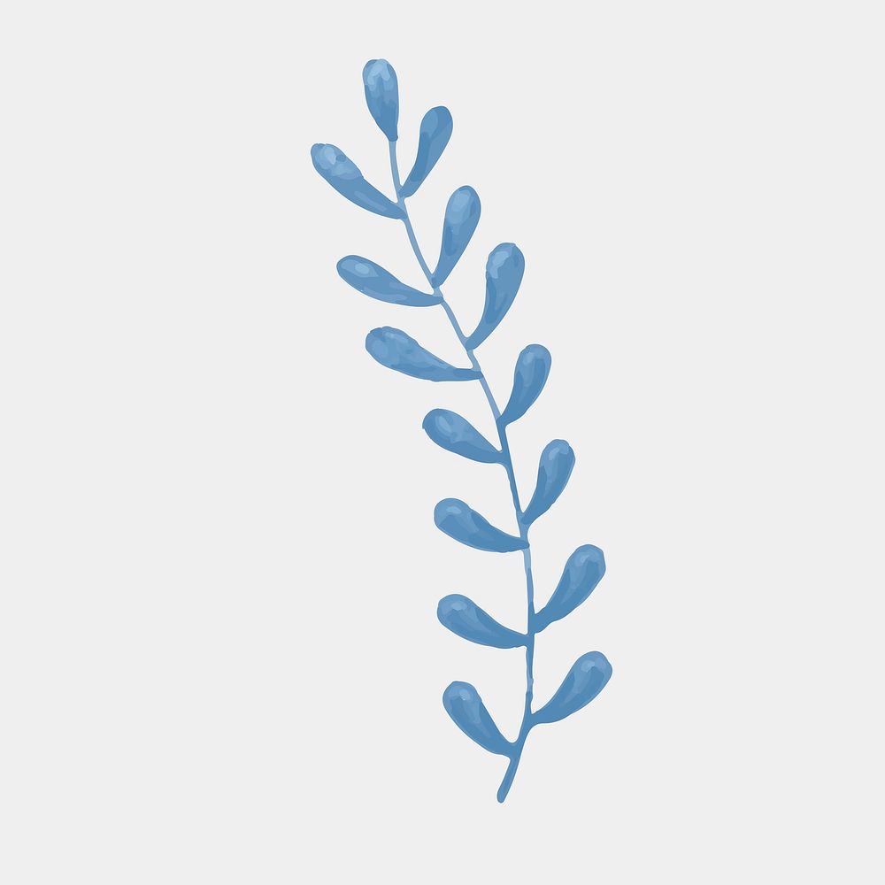 Painting blue sprig vector watercolor illustration