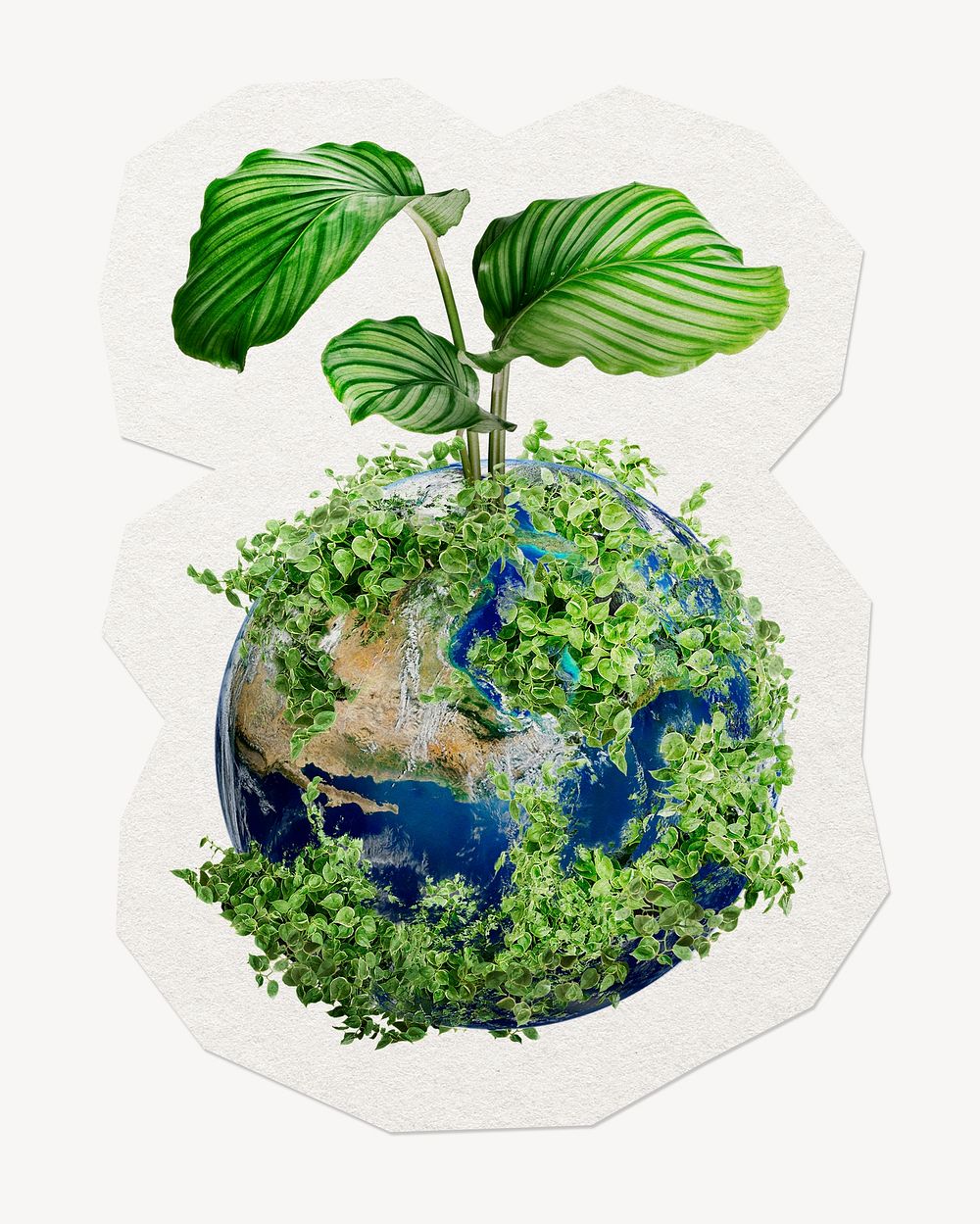 Earth day, sustainable  sticker, paper craft collage element