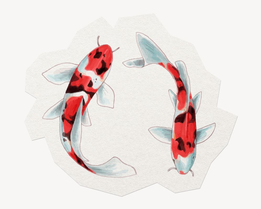 Koi fish sticker, animal illustration collage element