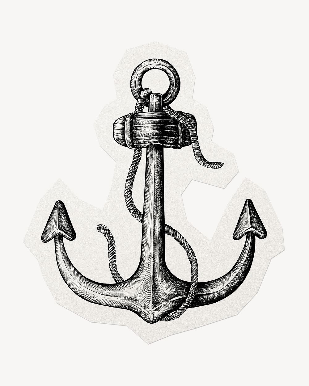 Vintage anchor illustration clipart sticker, paper craft collage element