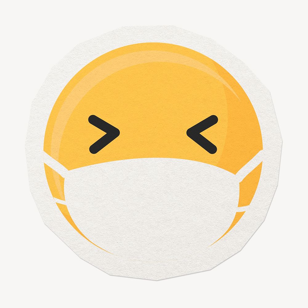 Face mask emoji sticker, social media collage element