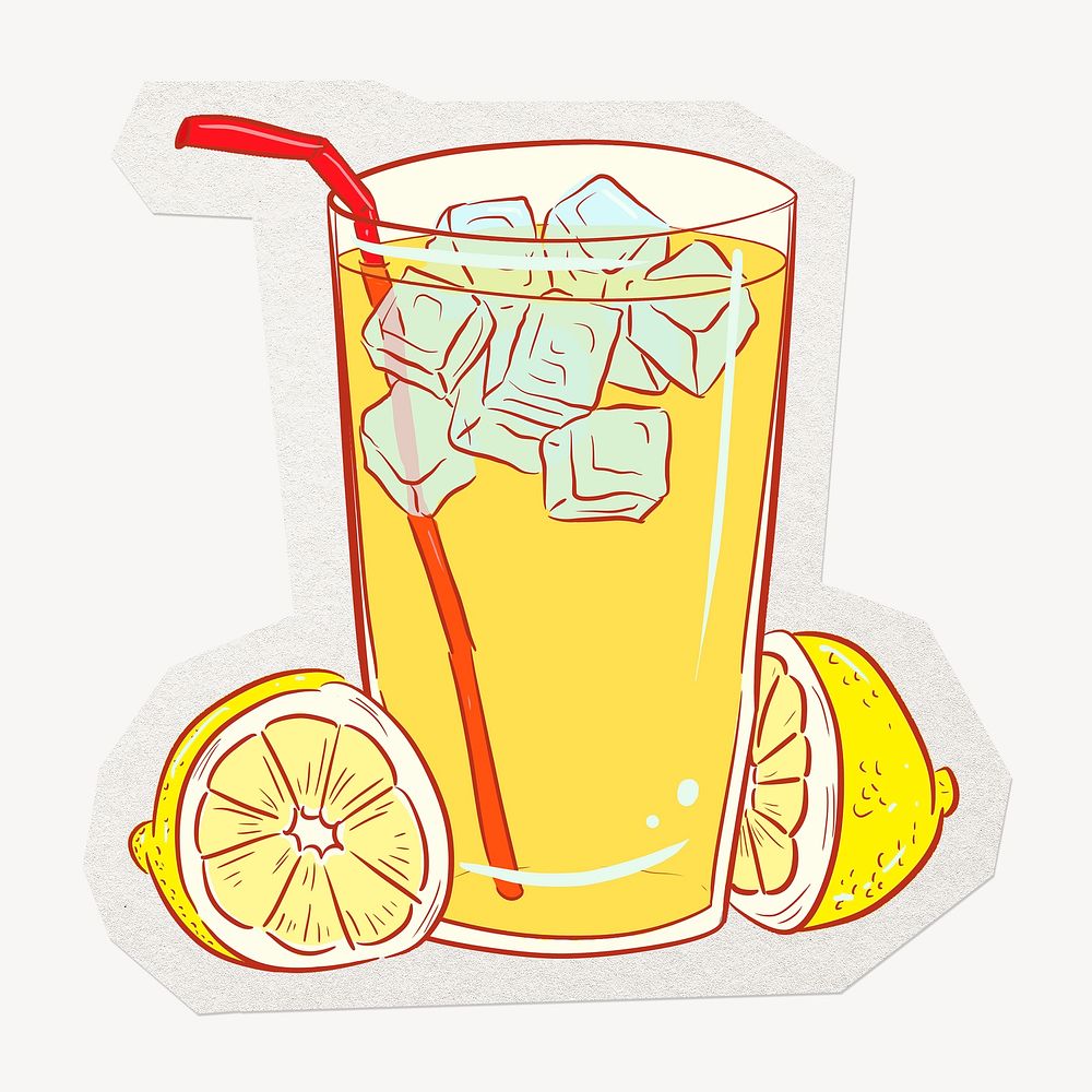 Lemonade, summer drink clipart sticker, paper craft collage element