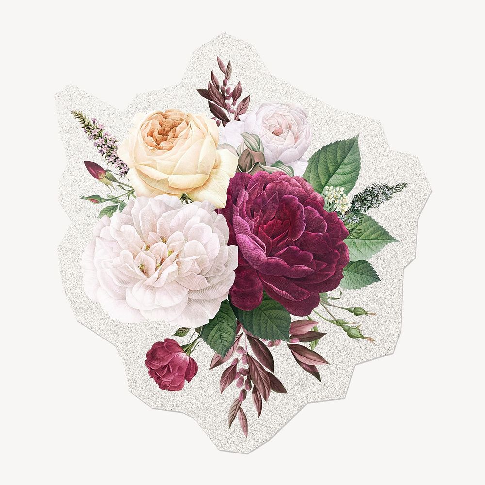Floral sticker, decorative flower collage element