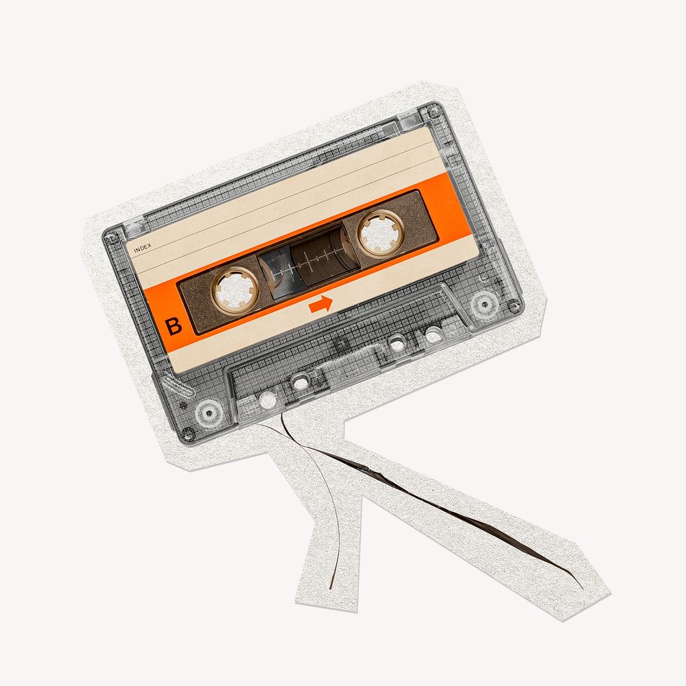 Cassette tape clipart sticker, paper craft collage element