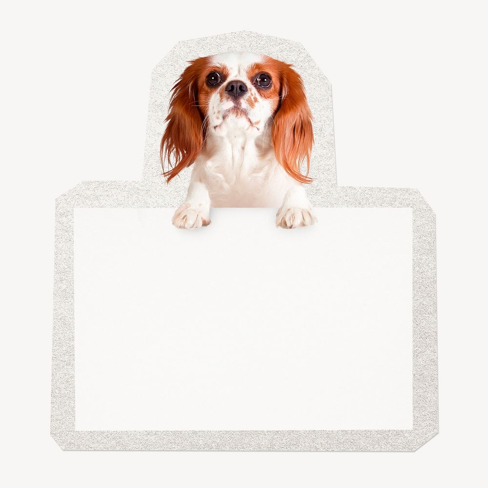 Pet dog, blank placard clipart sticker, paper craft collage element