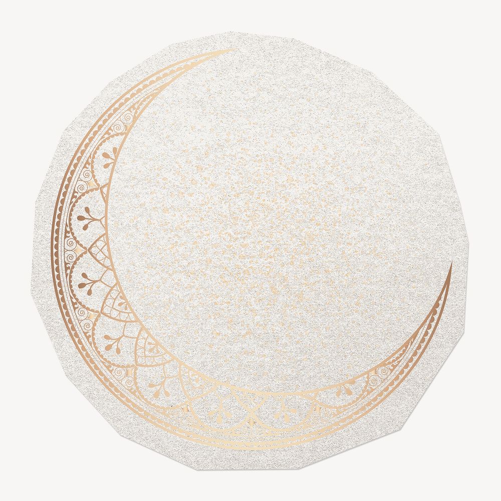 Ramadan crescent moon clipart sticker, paper craft collage element