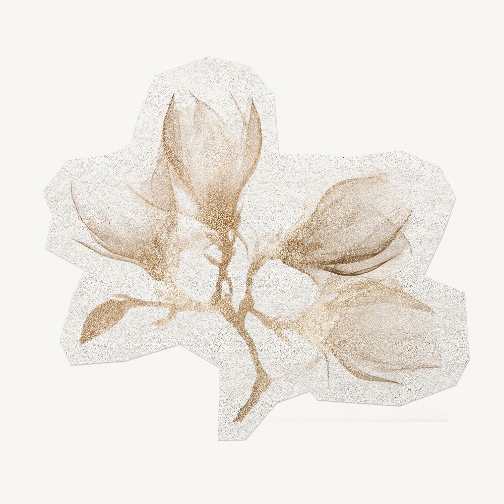 Aesthetic magnolia sticker, flower illustration decoration