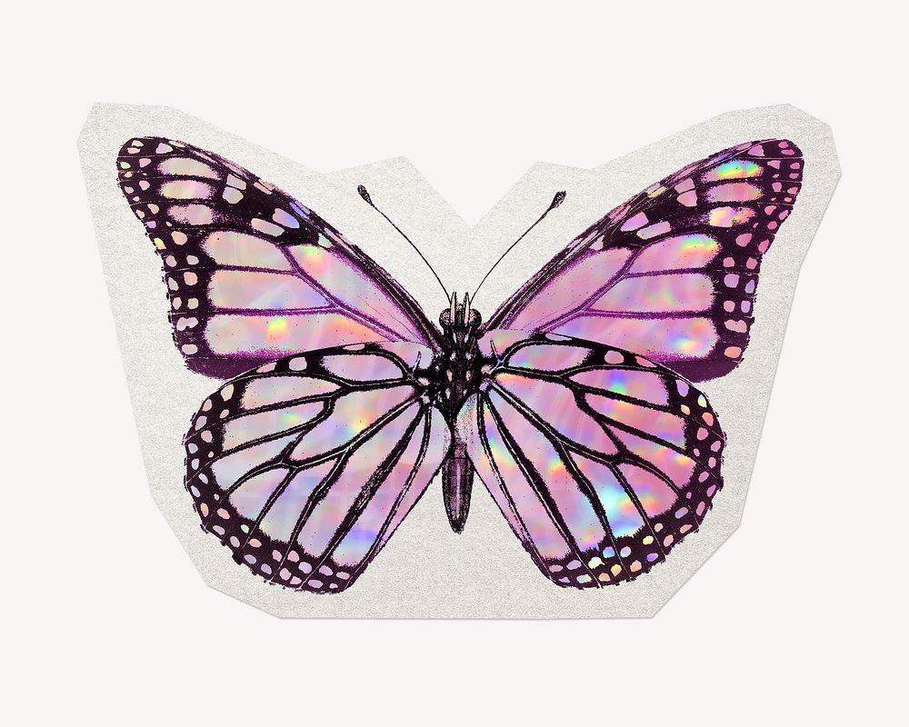 Aesthetic butterfly sticker, crystal collage element
