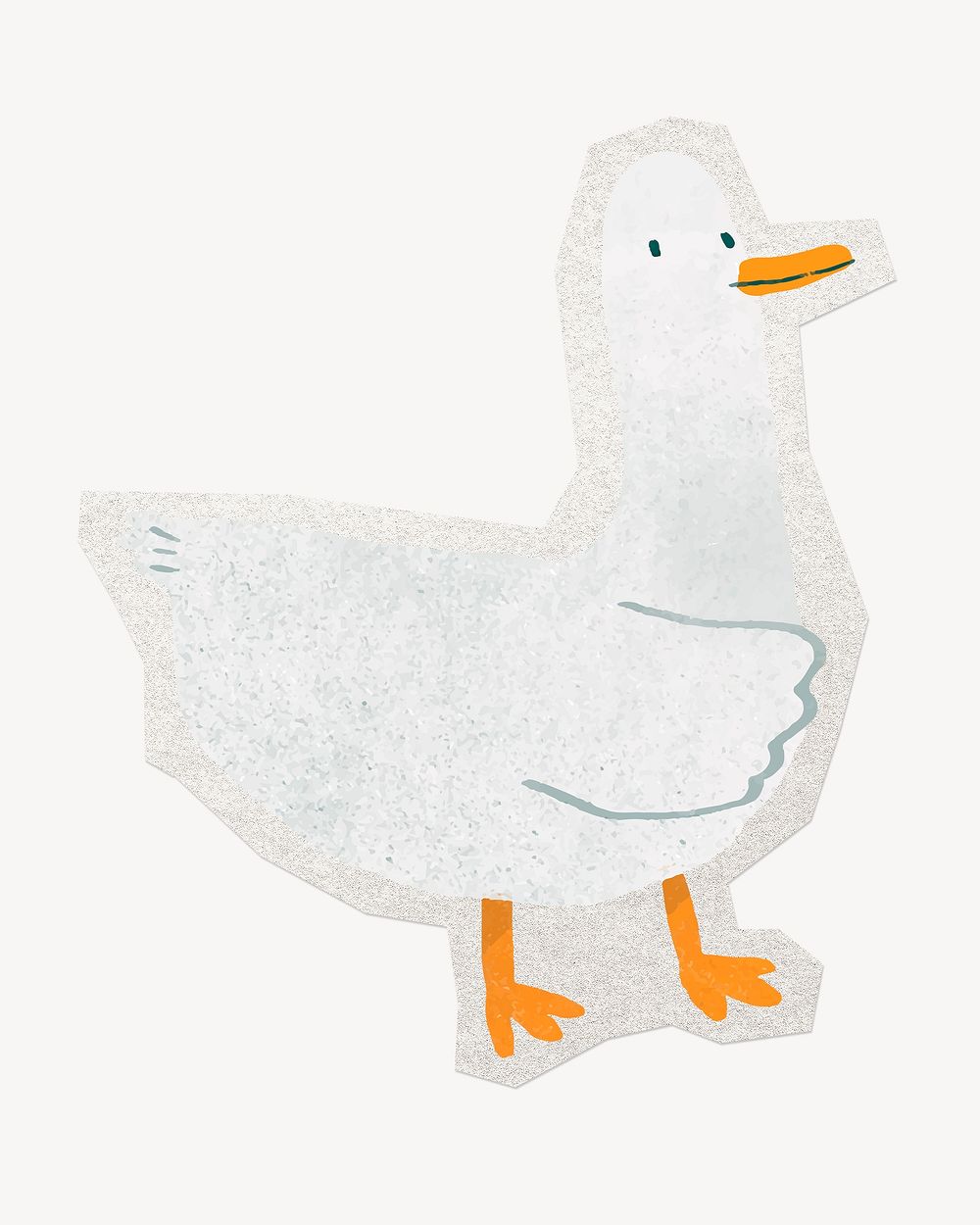 Cute duck, bird animal clipart sticker, paper craft collage element